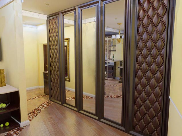 фотография шкаф купе с кожанными вставками